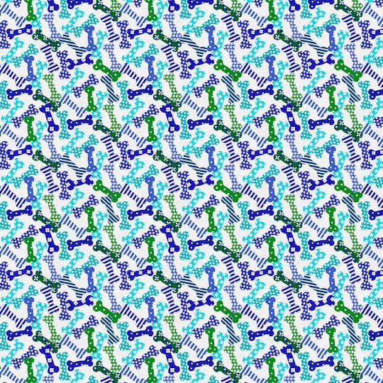 Fabric Editions White Puppy Bones Cotton Fabric